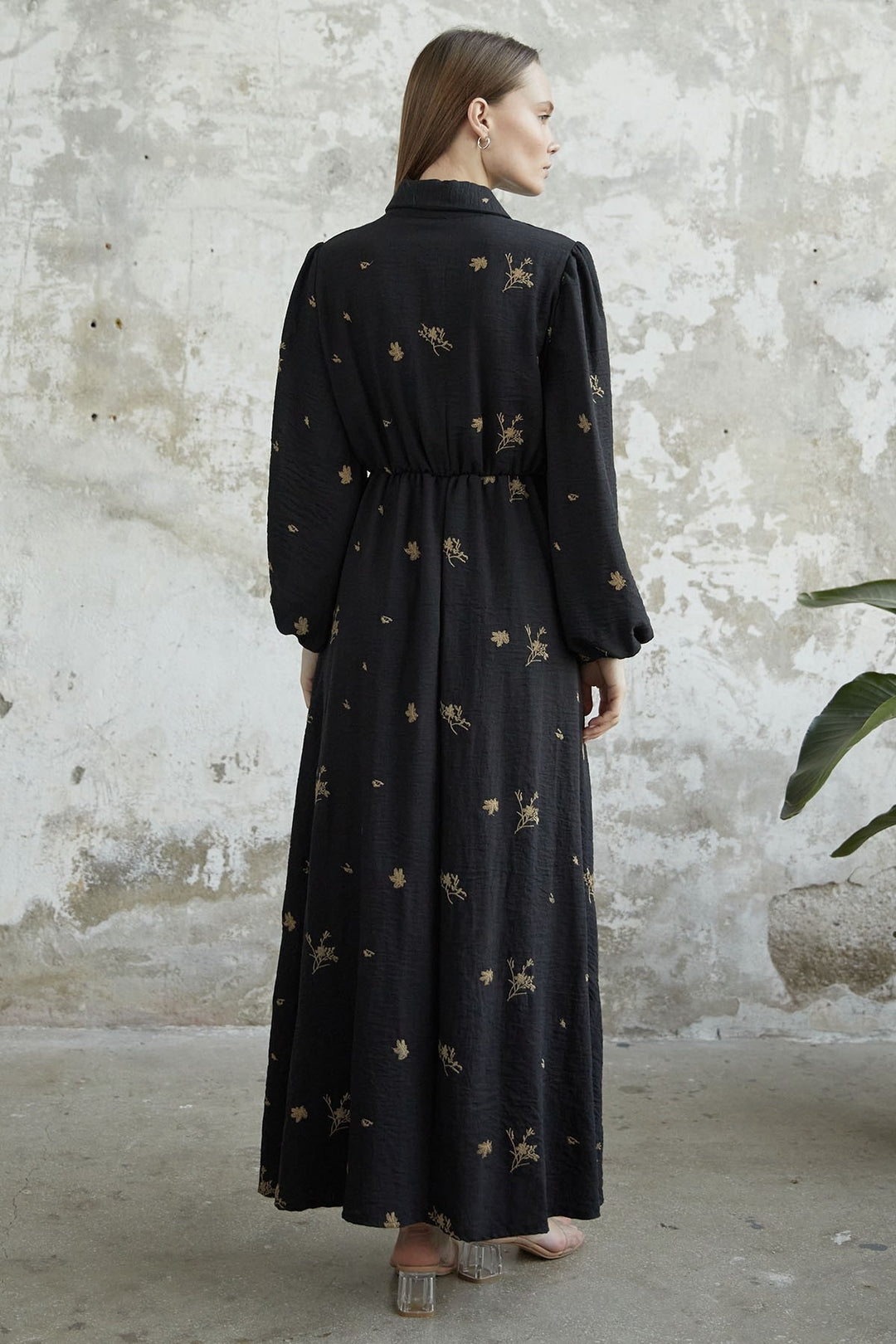 MDS Women Belted Embroidered Dress - Black - Salisbury