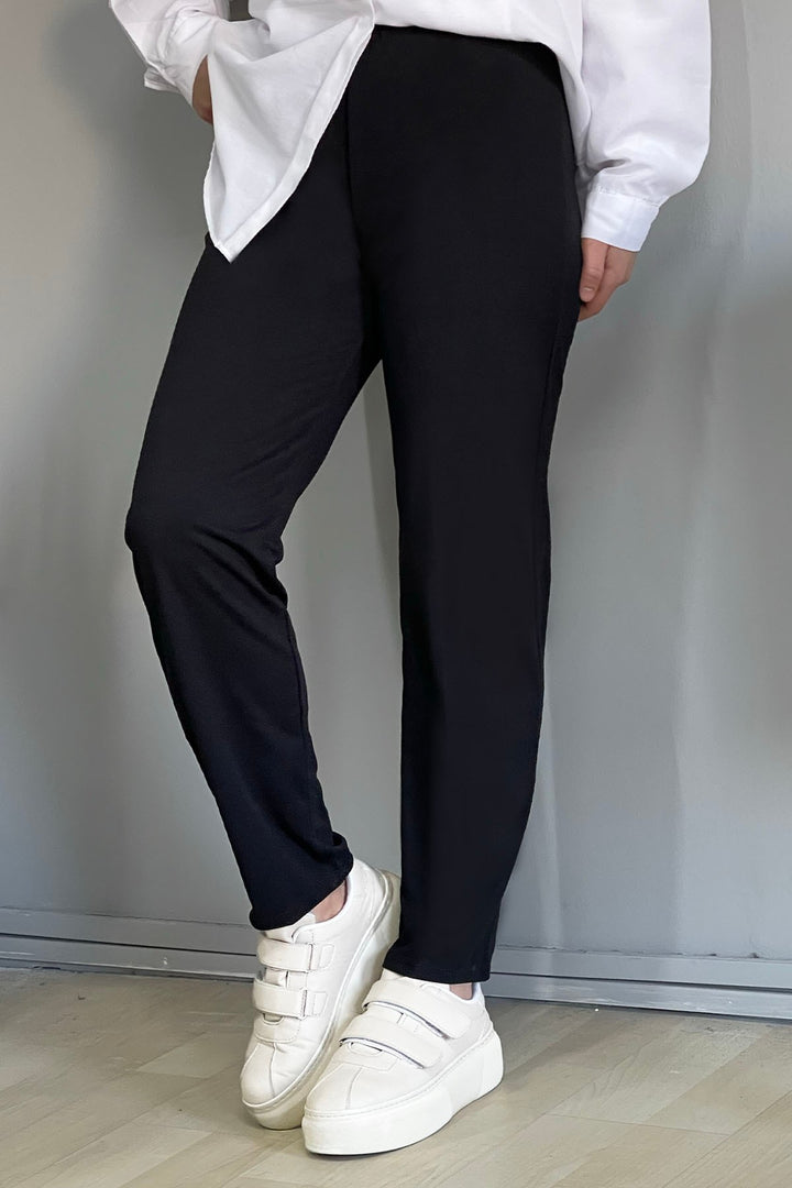 MDS Women Slim Fit Straight Leg Pants - Black - Hanover Park