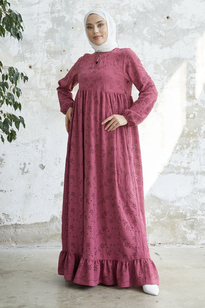 MDS Women Tasseled Embroidered Dress - Fuchsia - Lubny