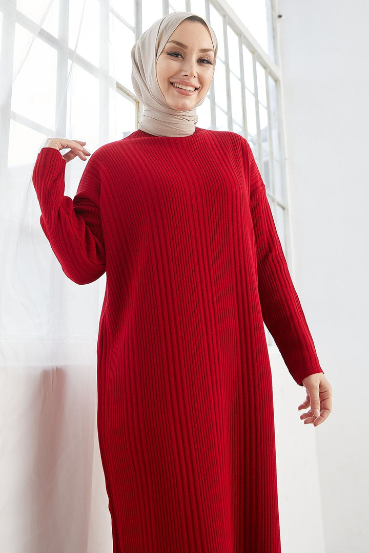MDS Women Arissa Fisherman Collar Long Knit Dress - Red - Neuwied