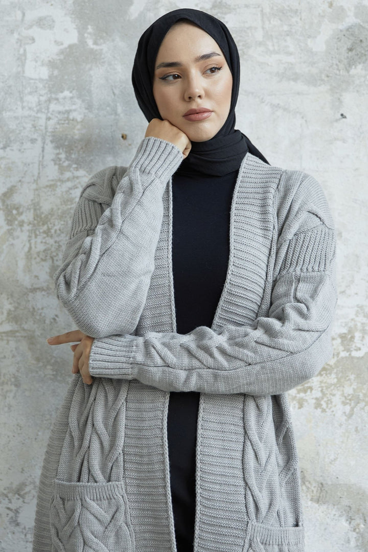 MDS Women Eriyas Cable Knit Pocket Cardigan - Gray - Khmelnytskyi