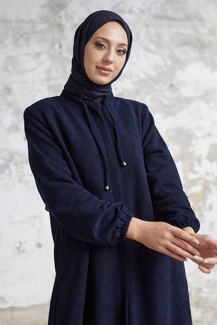 MDS Women Levina Secret Snap Abaya - Navy Blue - Montclair