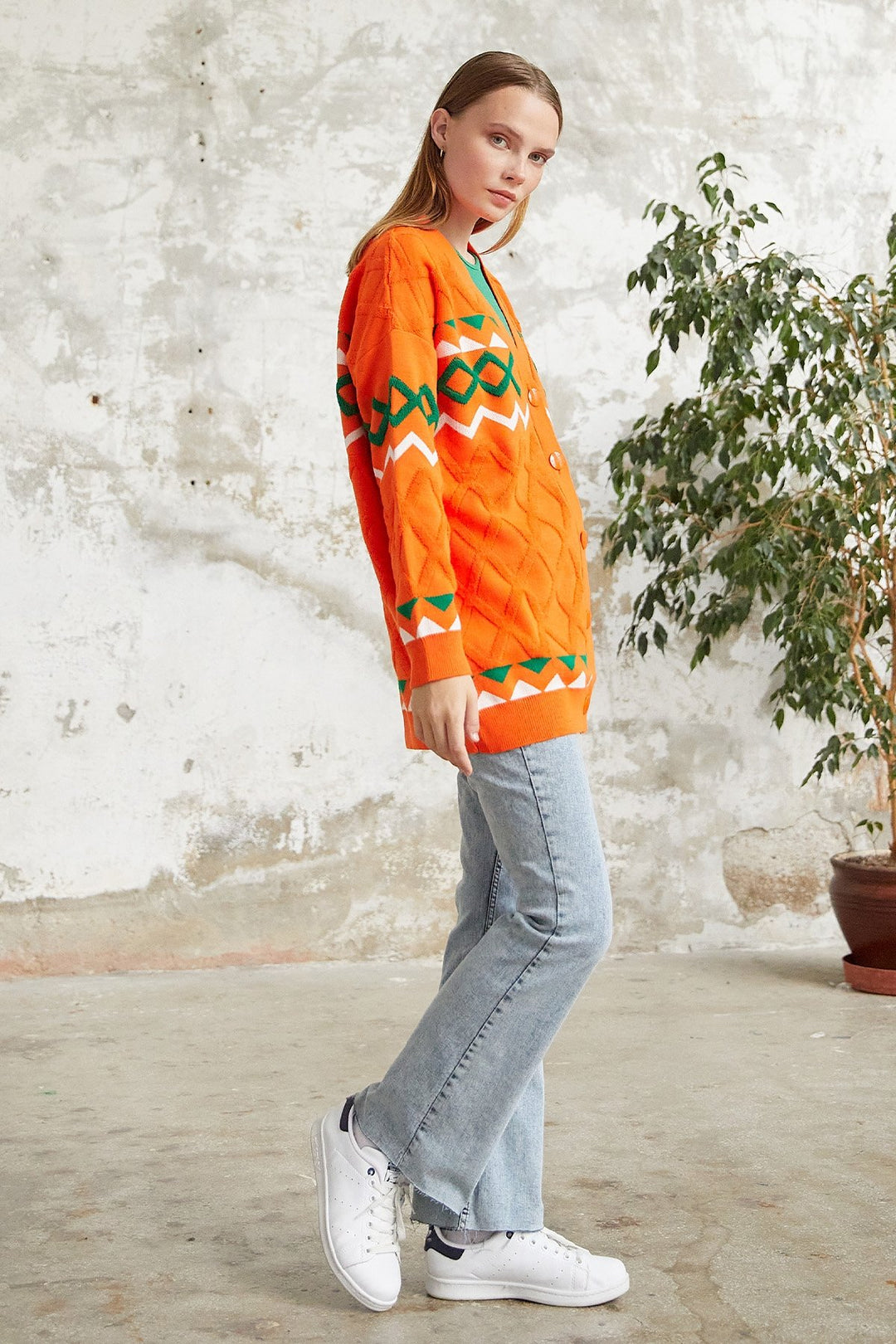 MDS Women Lady Knit Cardigan - Orange - Bila Tserkva