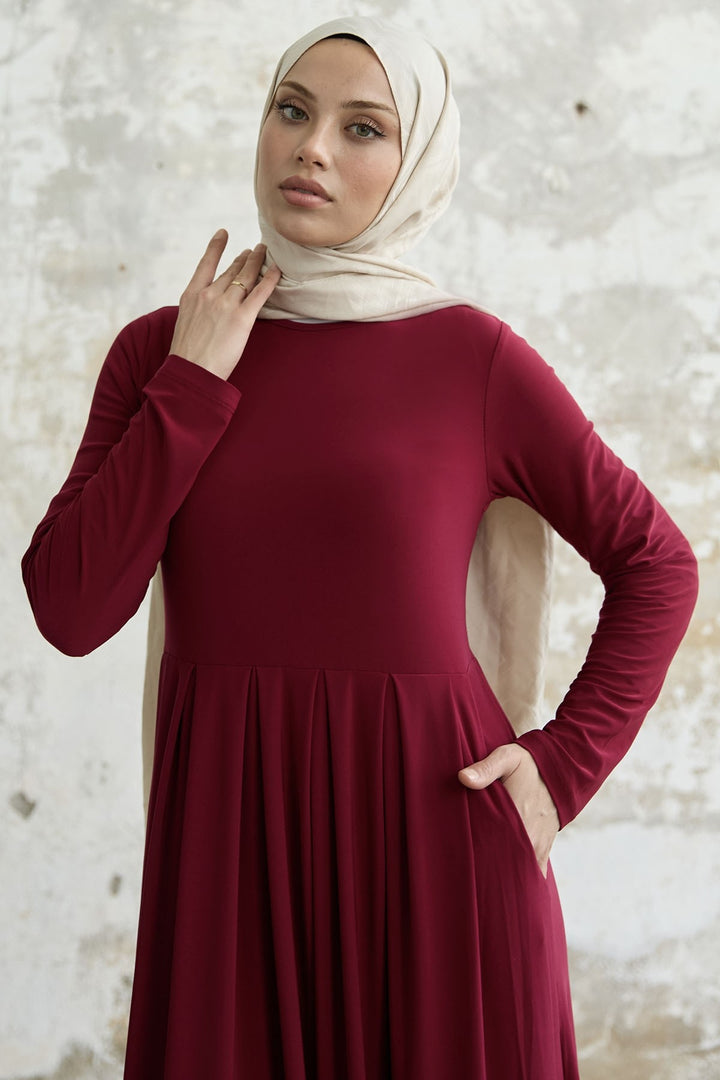 MDS Women Sandy Hat Dress - Burgundy - Apache Junction