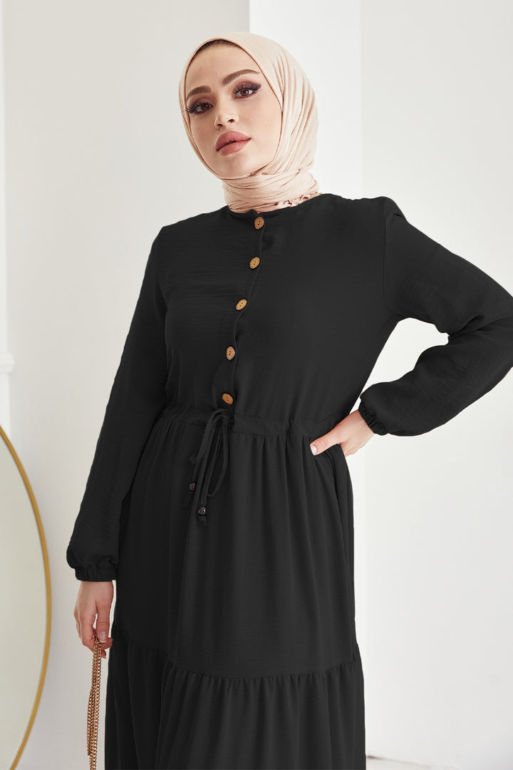 MDS Women Pamela Buttoned A-line Dress - Black - Alenquer