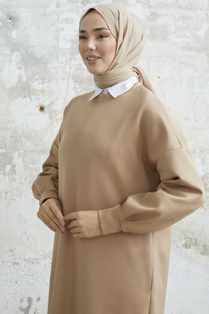 MDS Women Nevra Pocketed Scuba Dress - Beige - Fullerton