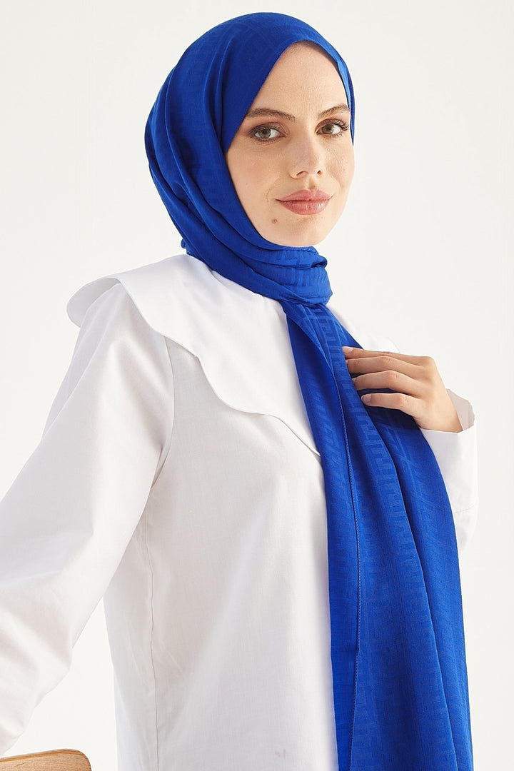 MDS Women Handwoven Jacquard Cotton Scarf - Sky Blue - Dordrecht