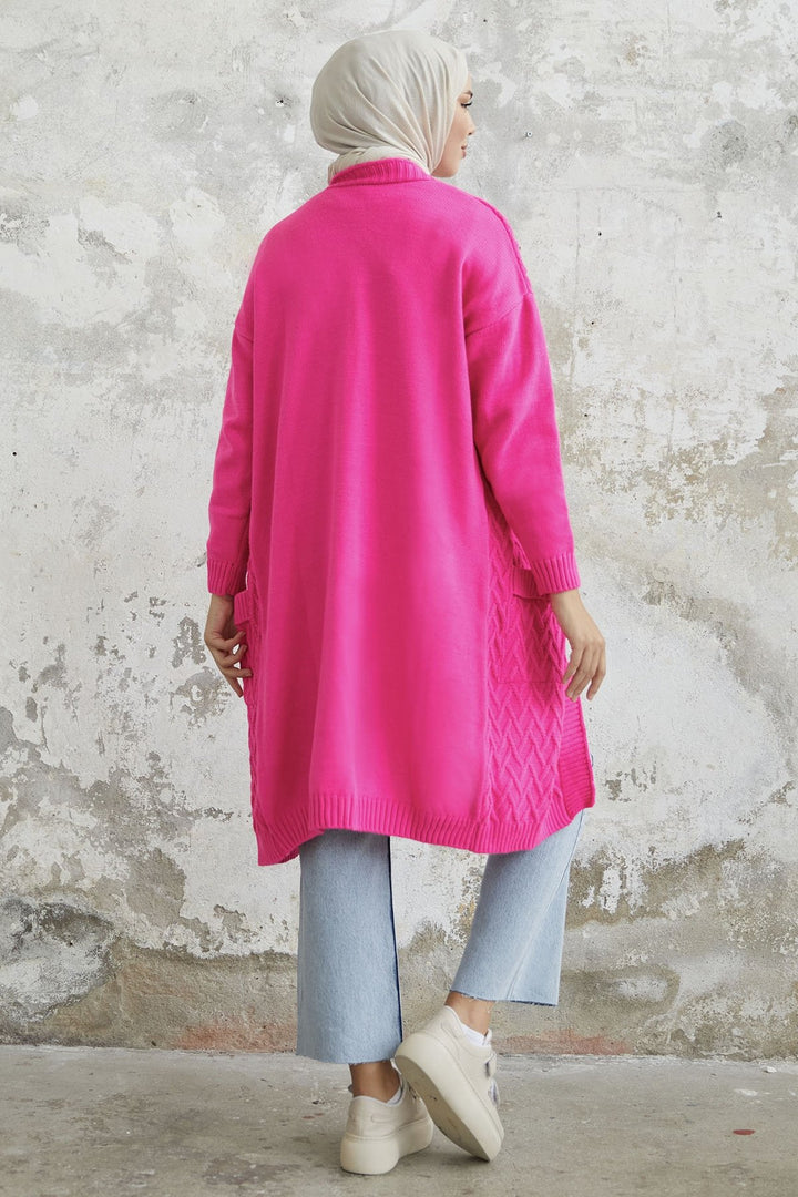 MDS Women Rumy Cable Knit Cardigan - Fuchsia - Madrid