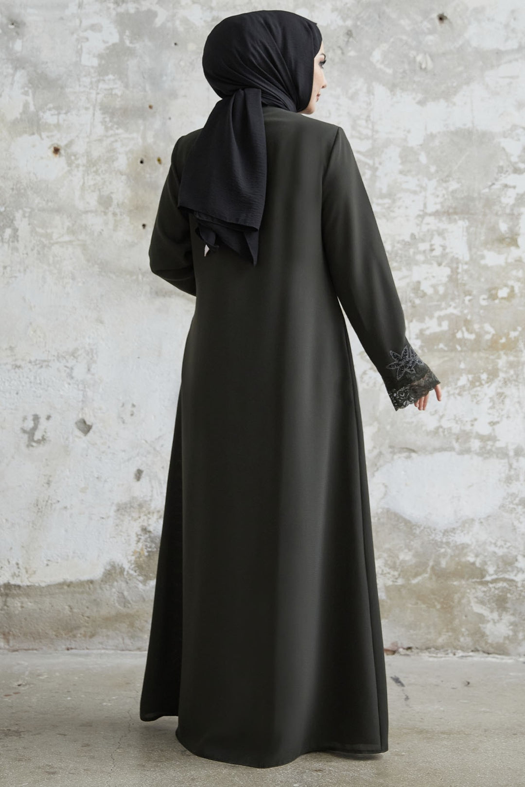 MDS Women Sleeve Flower Stone Abaya - Khaki - Portsmouth