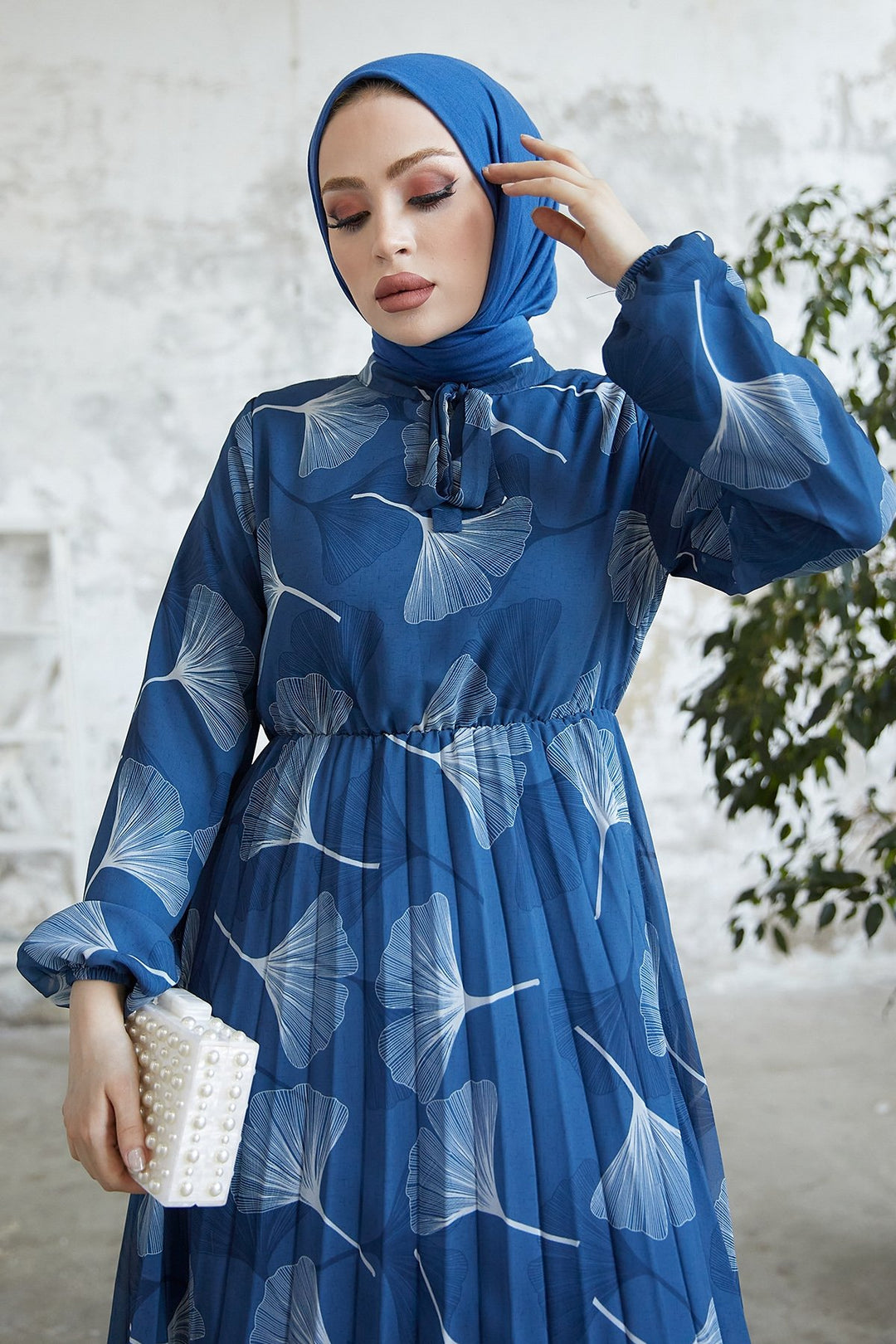MDS Women Layla Patterned Chiffon Dress - Indigo - Gateshead