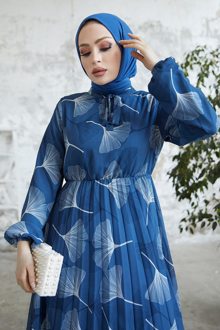 MDS Women Layla Patterned Chiffon Dress - Indigo - Gateshead