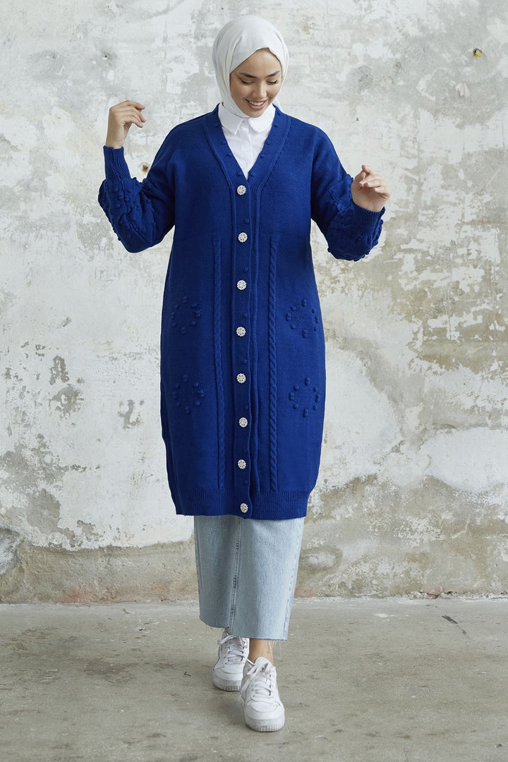 MDS Women Lomira Stone Button Detailed Cardigan - Navy - Santa María Huatulco
