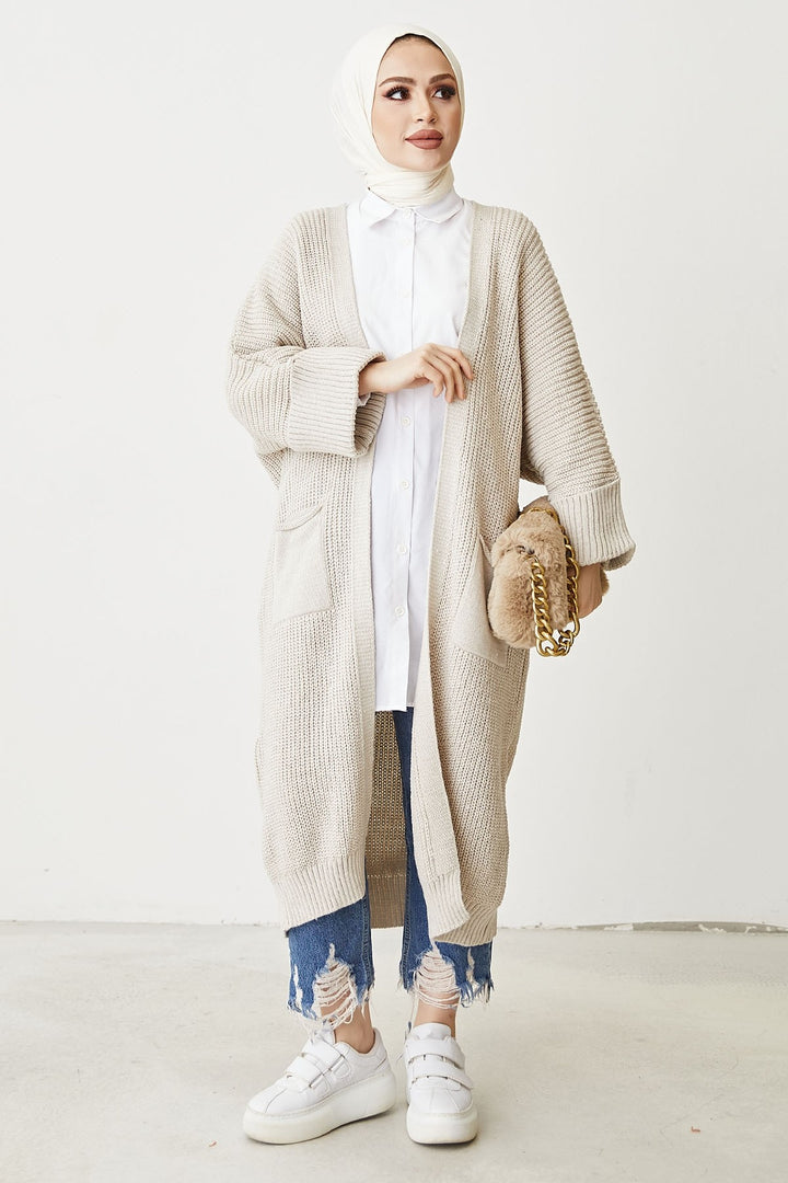 MDS Women Farah Soft Sleeve Cardigan - Beige - Rho