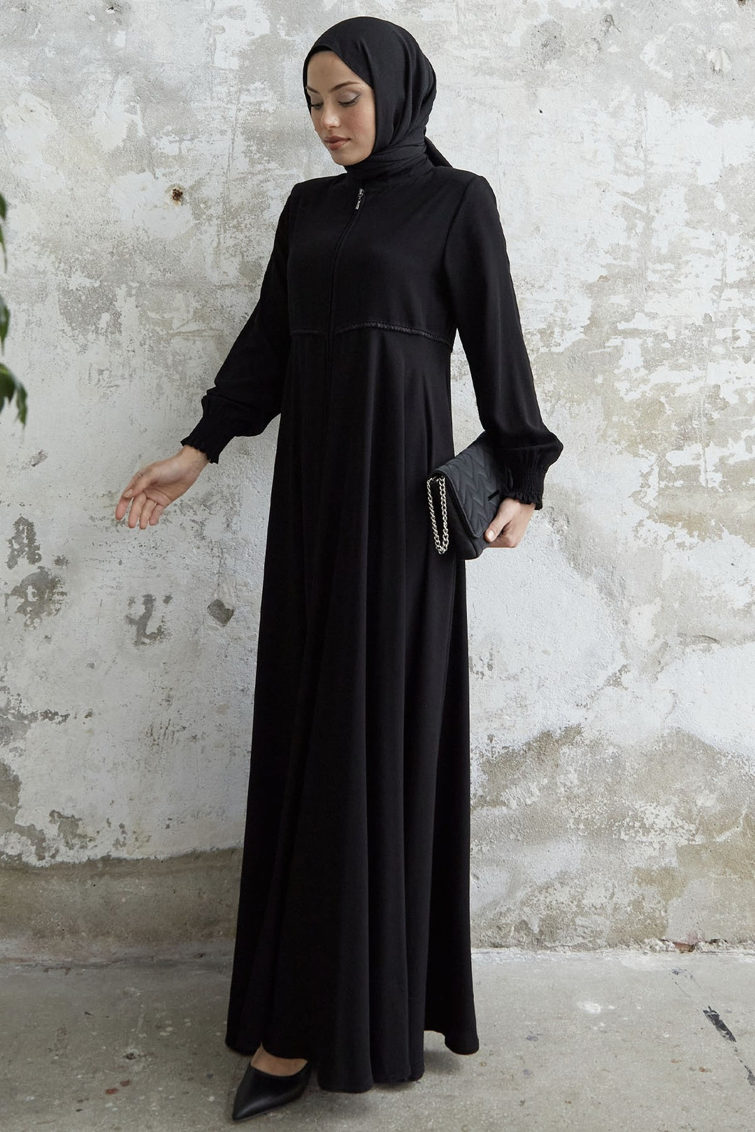 MDS Women Lace Crepe Mevlana Cloak - Black - Birkenhead