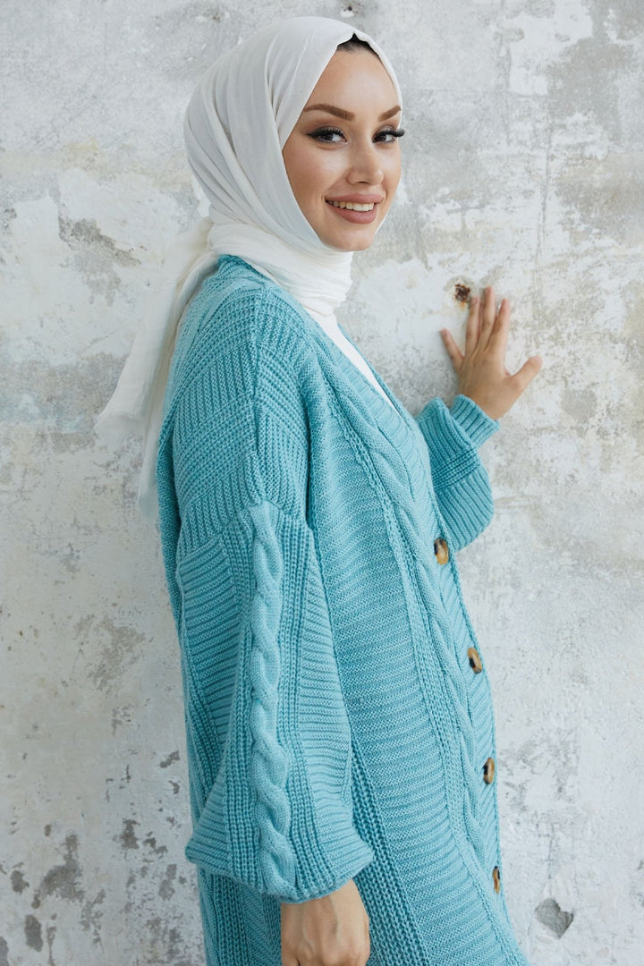 MDS Women Evia Buttoned Knit Cardigan - Water Green - Syracuse