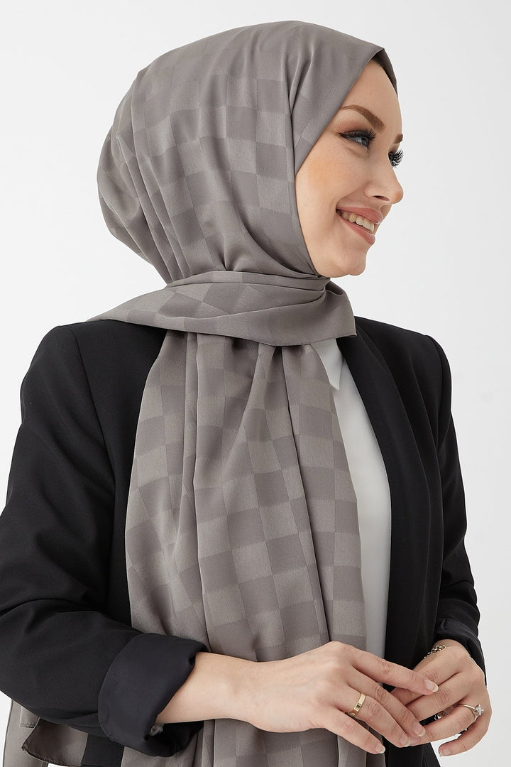 MDS Women Maura Lady Pattern Silky Jacquard Shawl - Dark Gray - Smethwick