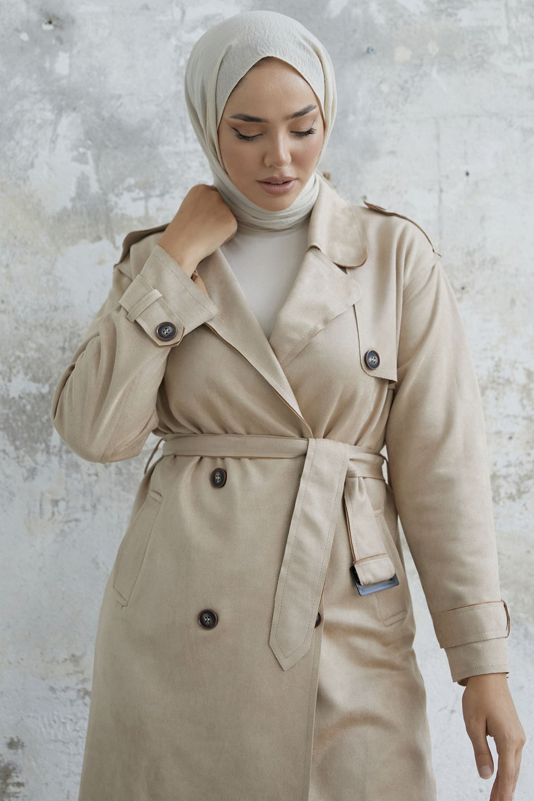 MDS Women Minka Belted Scuba Diving Trench Coat - Beige - Philadelphia
