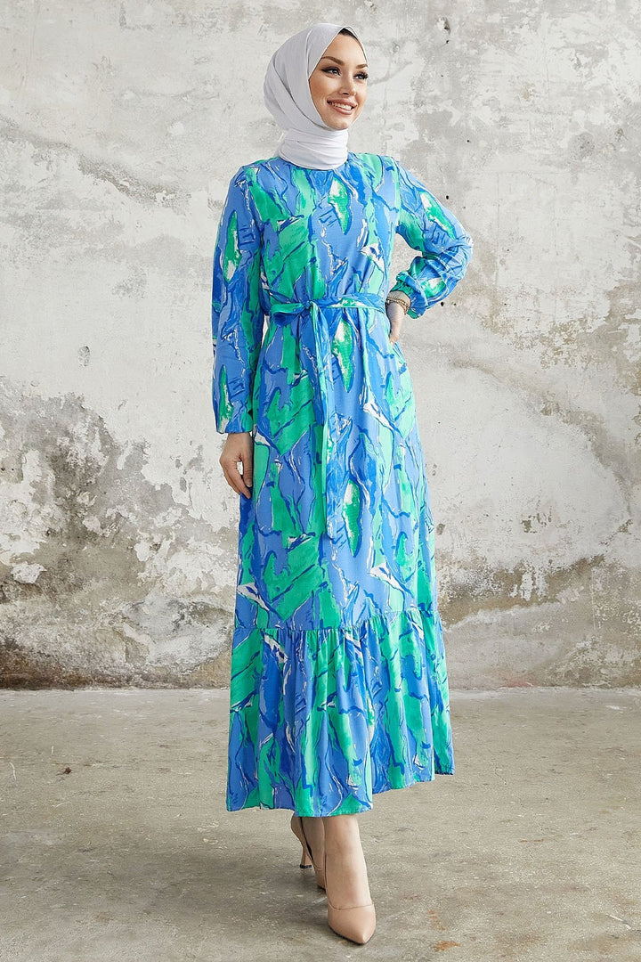 MDS Women Rabel Marbled Patterned Viscose Dress - Blue - Portage