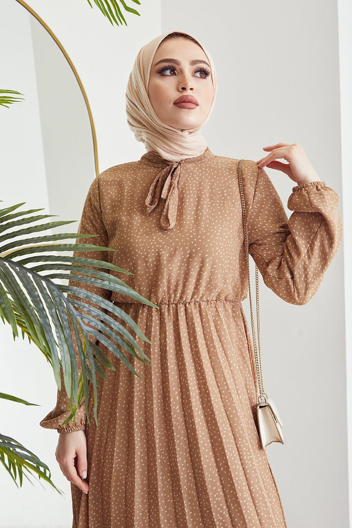 MDS Women Ramona Crispy Patterned Chiffon Dress - Beige - Nettetal