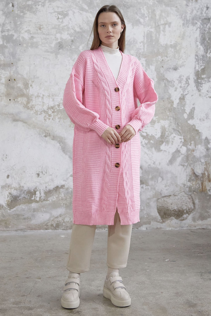 MDS Women Evia Buttoned Knit Cardigan - Pink - Charleston