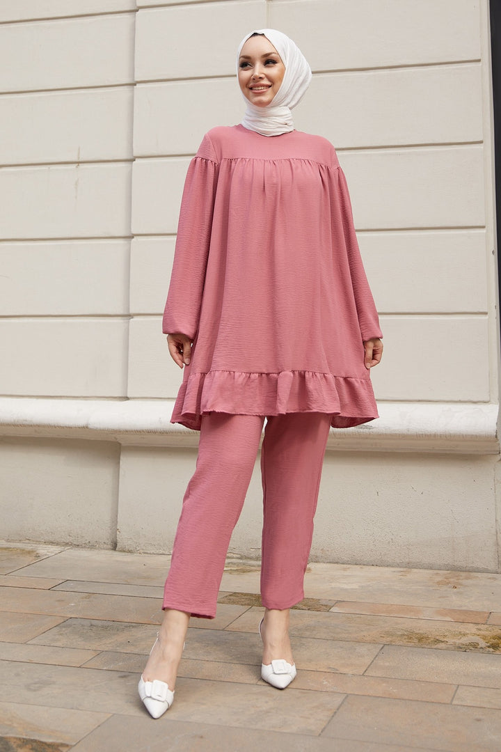MDS Women Lively Ruffle Skirt Set - Pink - Lelystad
