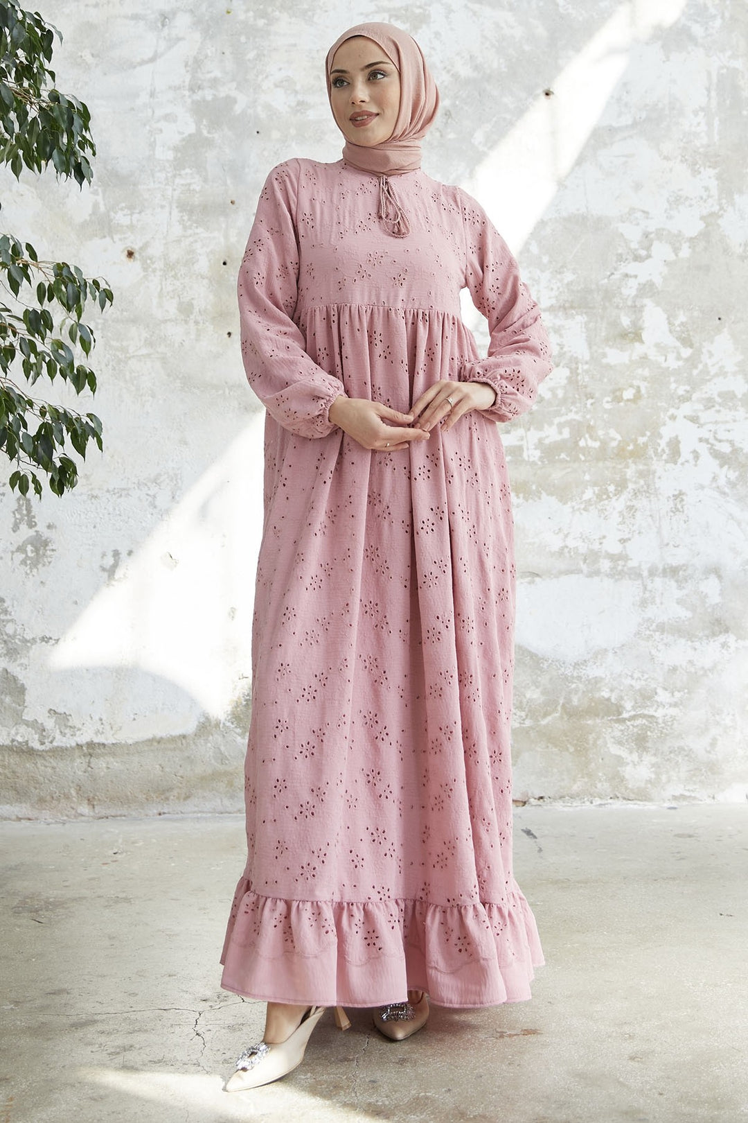 MDS Women Tasseled Embroidered Dress - Powder - Trieste