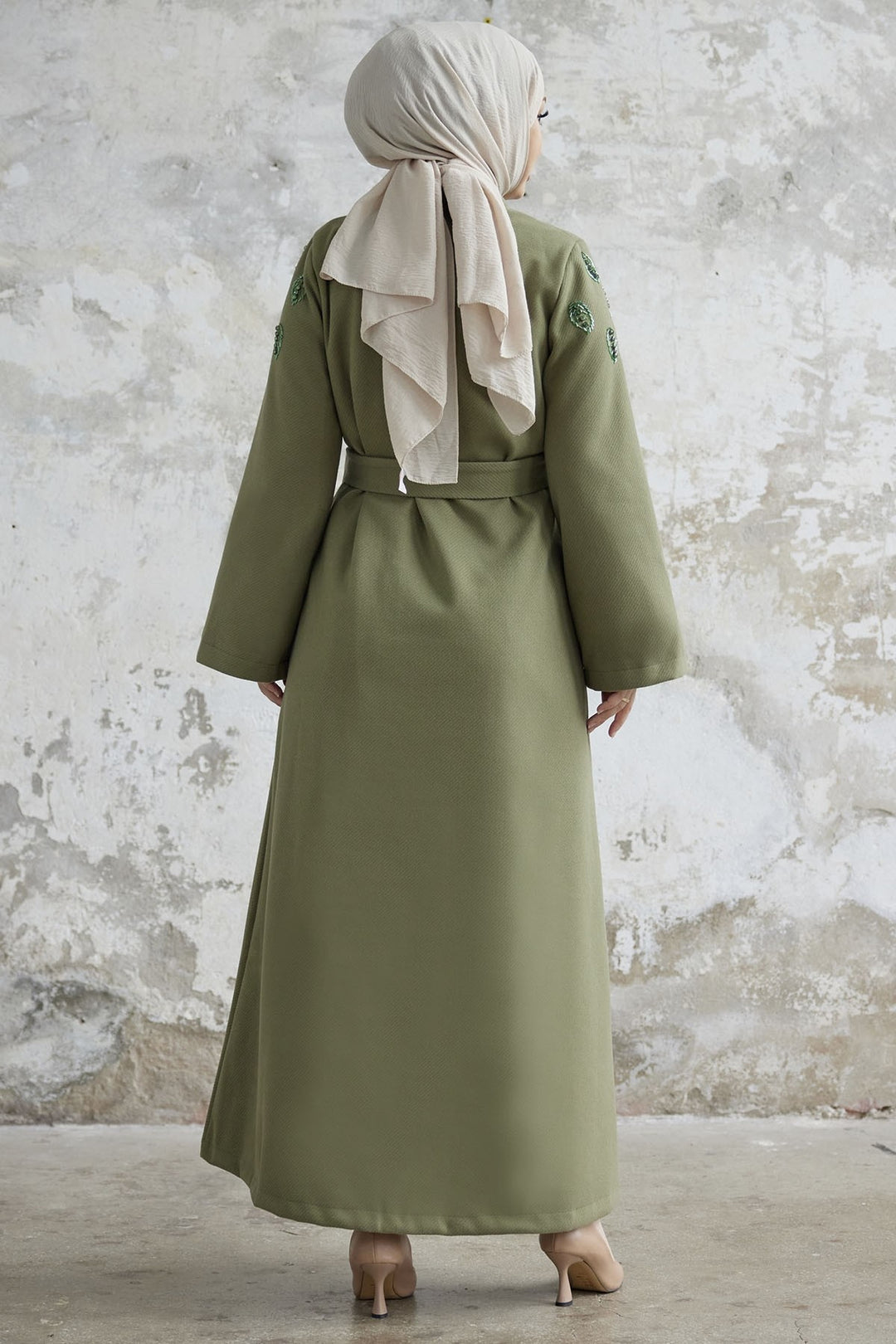 MDS Women Nomira Stone Detail Belted Coat - Mint - Altamira