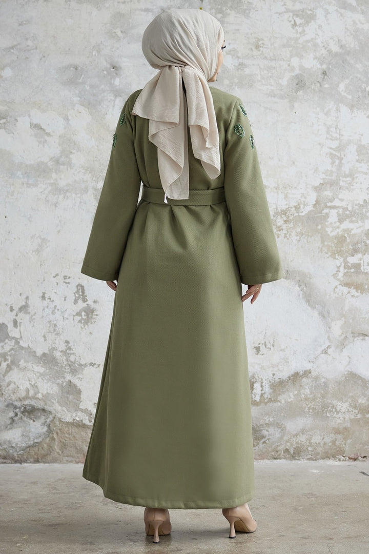 MDS Women Nomira Stone Detail Belted Coat - Mint - Altamira