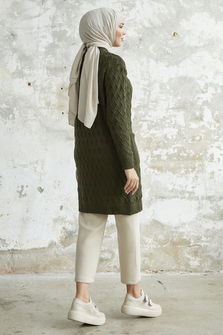 MDS Women Mosya Pocket Buttoned Knit Cardigan - Khaki - Kempen