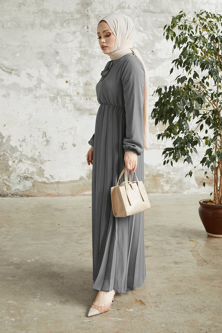 MDS Women Pleated Limelda Chiffon Dress - Anthracite - Wood Buffalo