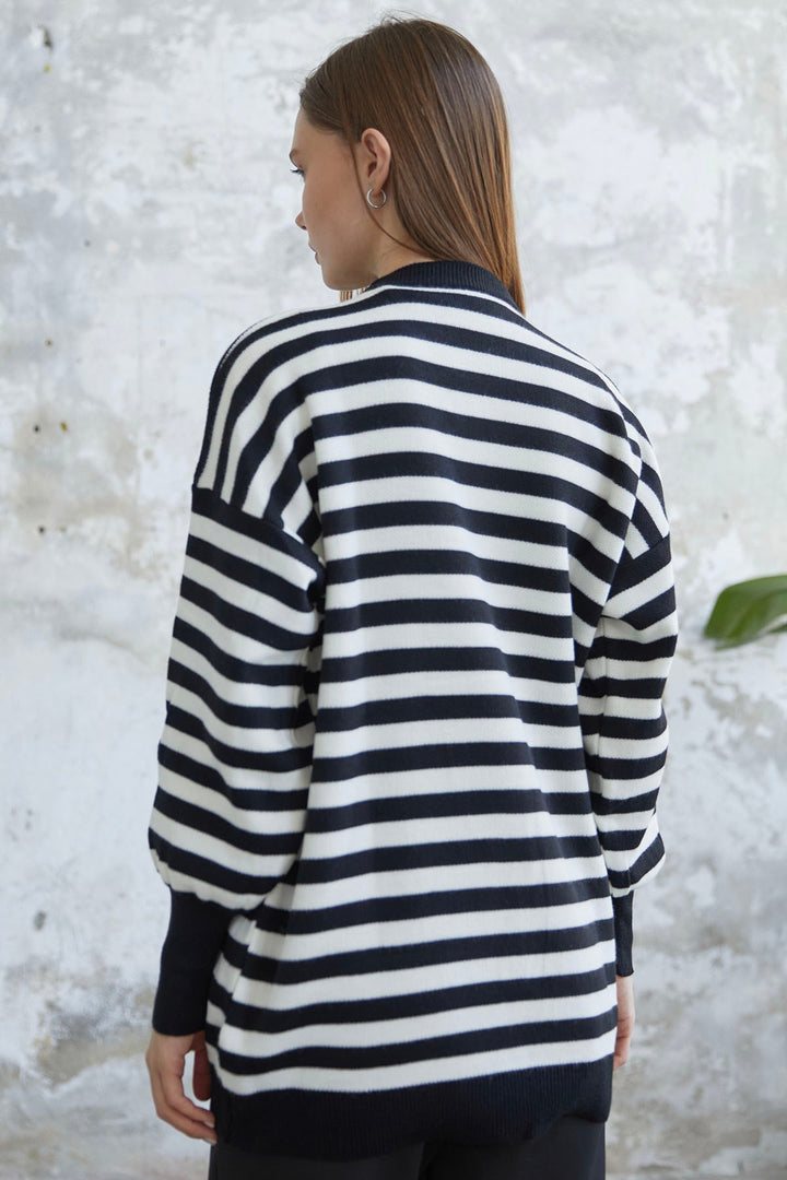 MDS Women Molya Striped Knit Tunic - Black - Fuquay-Varina