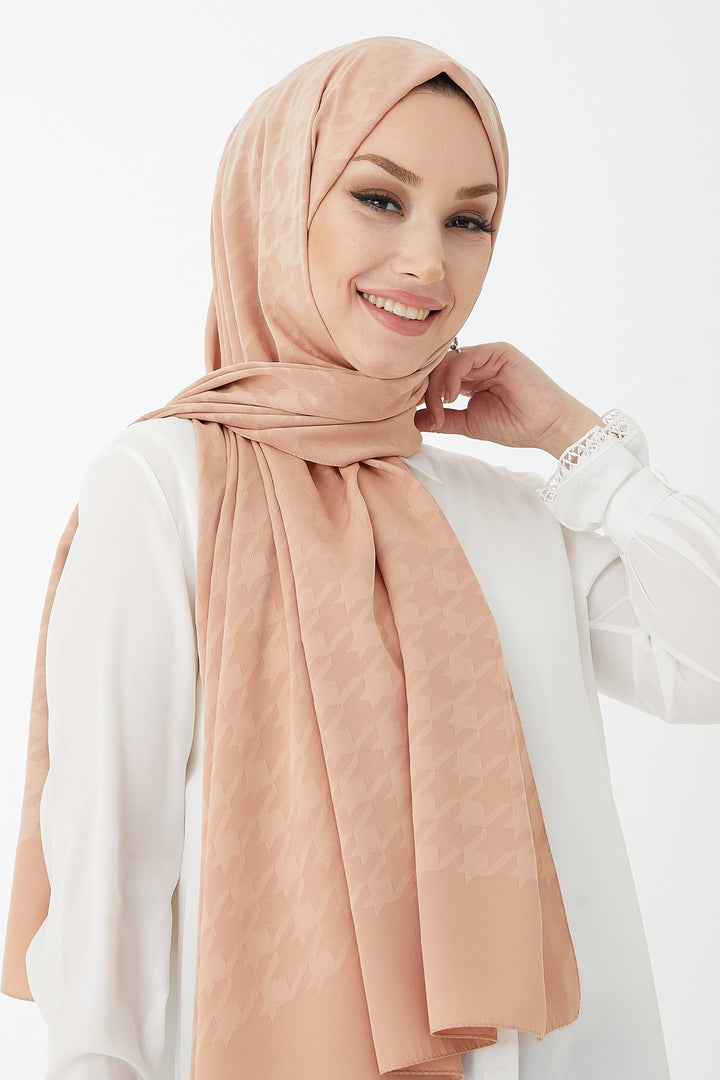 MDS Women Home Textile Herringbone Pattern Silky Jacquard Shawl - Houndstooth - Norwalk
