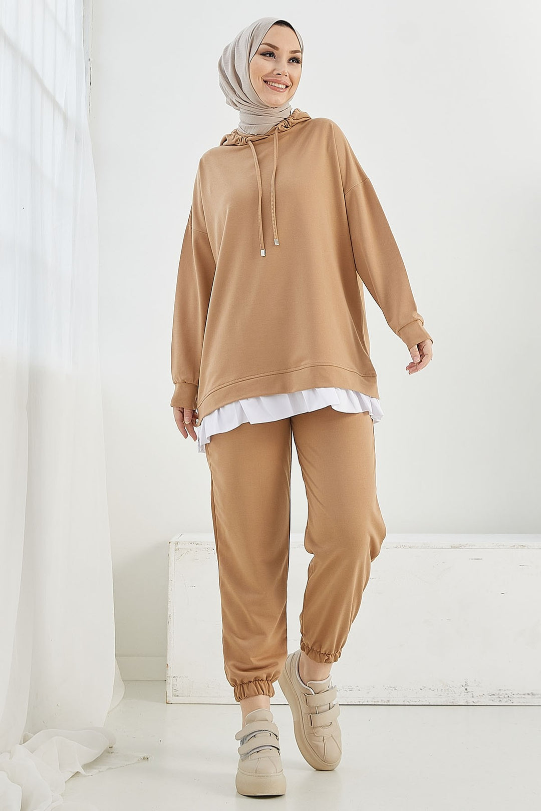 MDS Women Losya Sides Zippered Hooded Two Piece Set - Camel - Scottsdale