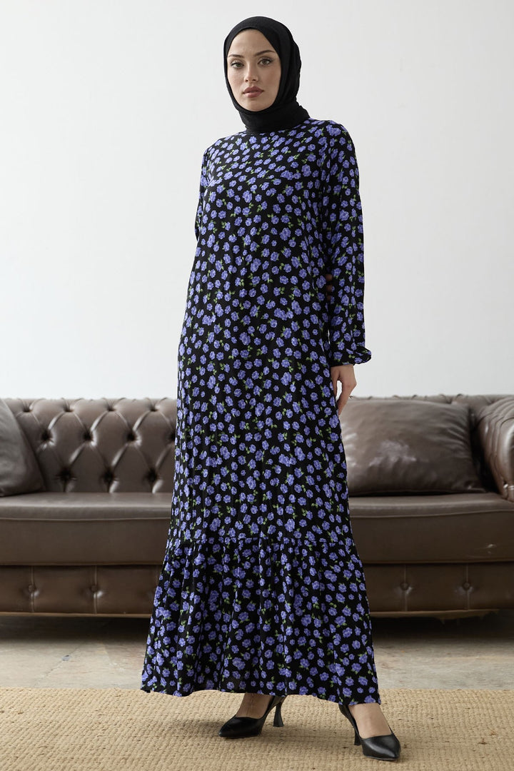 MDS Women Rose Pattern Viscose Dress - Purple - Tourcoing
