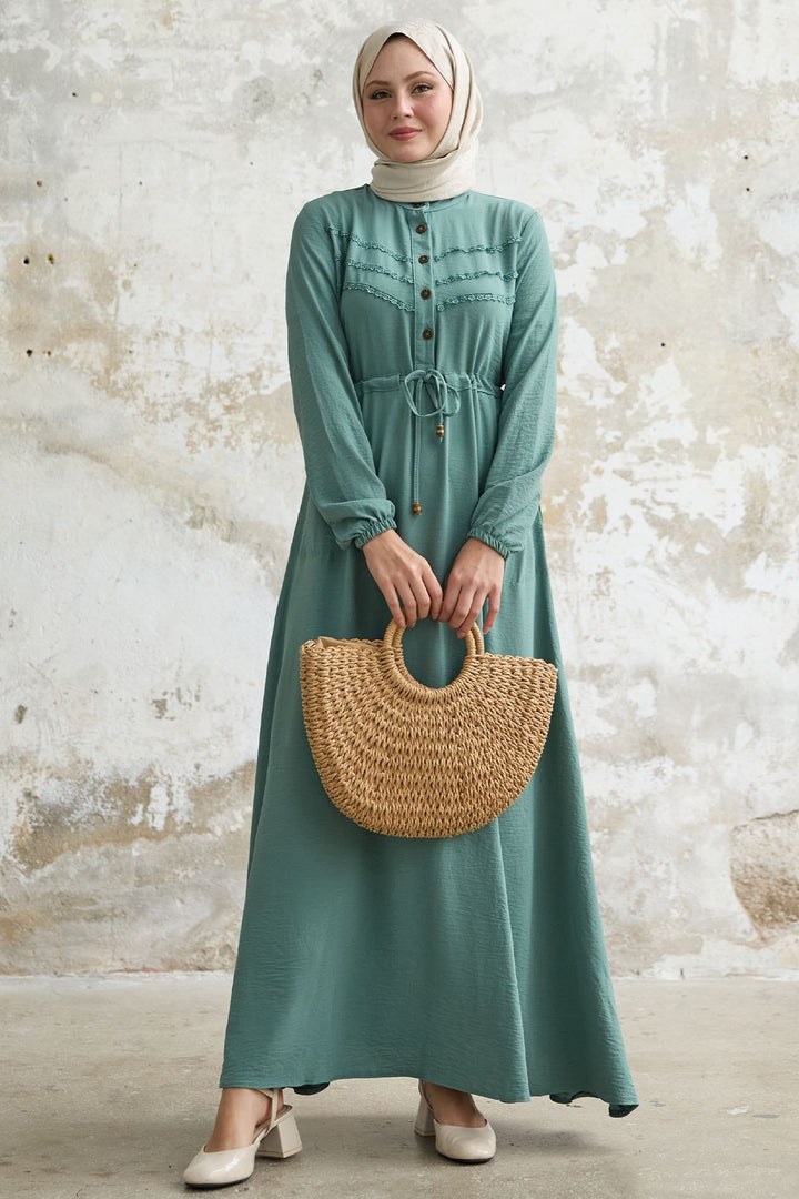 MDS Women Guipure Detail Mint A-line Dress - Zacatecas