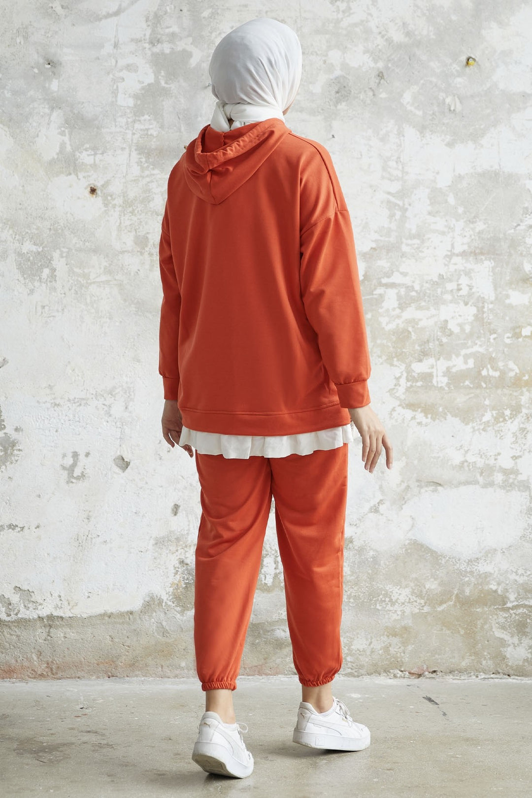MDS Women Losya Sides Zippered Hooded Two Piece Set - Orange - Crosby