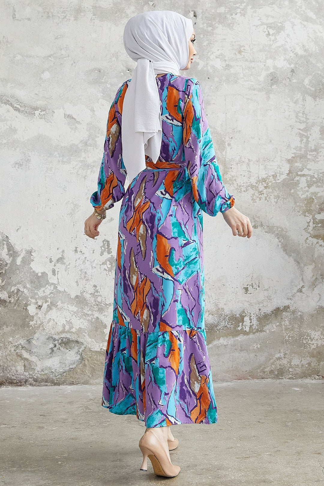 MDS Women Rabel Marbled Patterned Viscose Dress - Purple - Kaarst