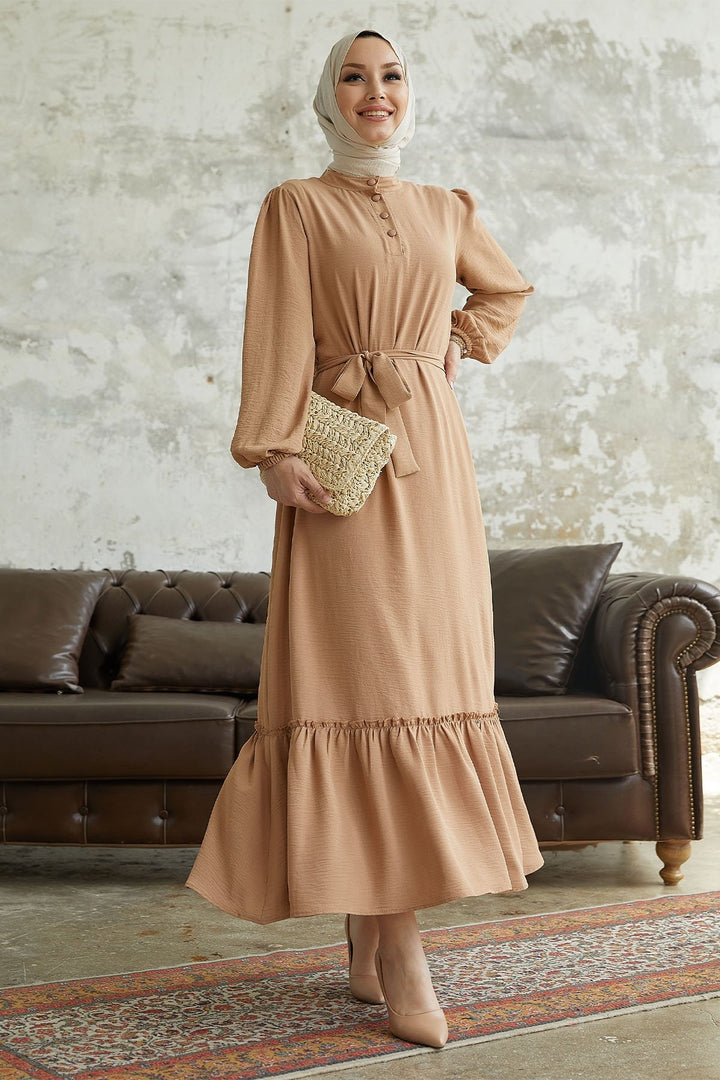 MDS Women Meyra Buttoned A-line Dress - Milky Coffee - Skelmersdale