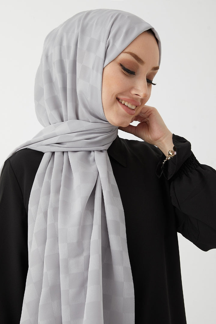 MDS Women Maura Lady Pattern Silky Jacquard Shawl - Gray - San Luis Río Colorado