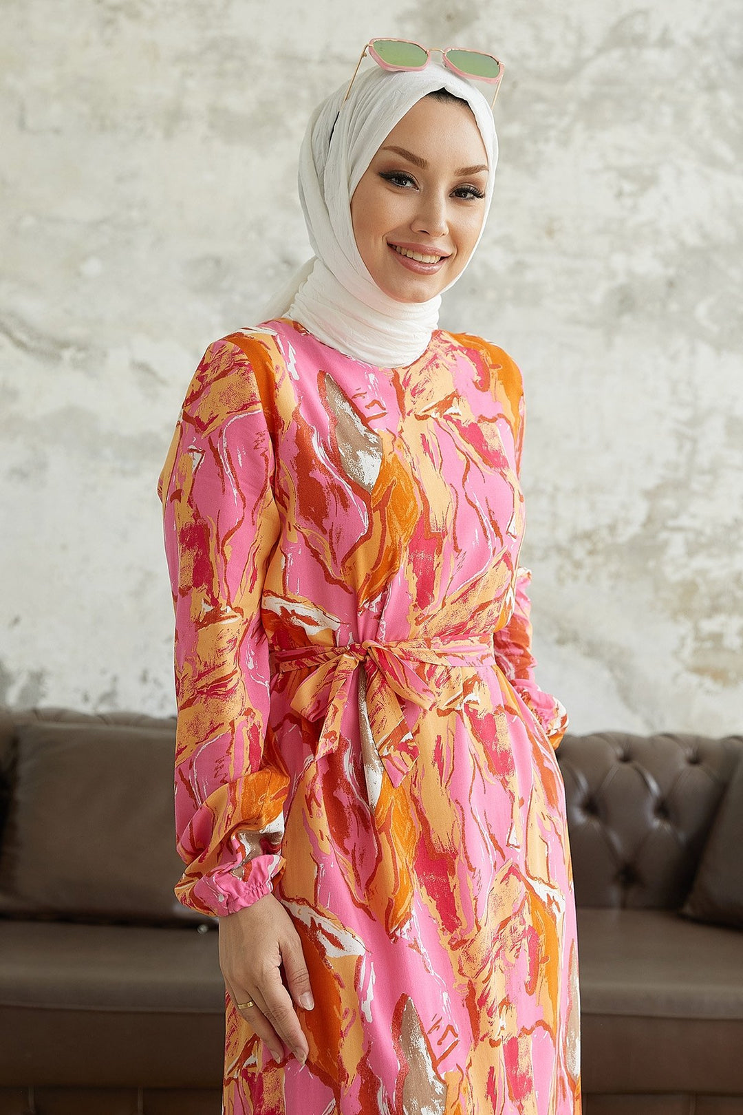 MDS Women Lerina Marbled Belted Dress - Orange - Pavlohrad