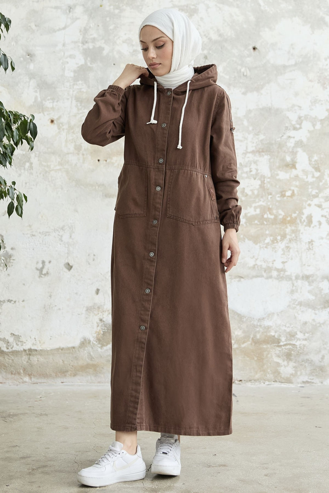 MDS Women Armored Pocket Gabardine Coat - Brown - Velbert