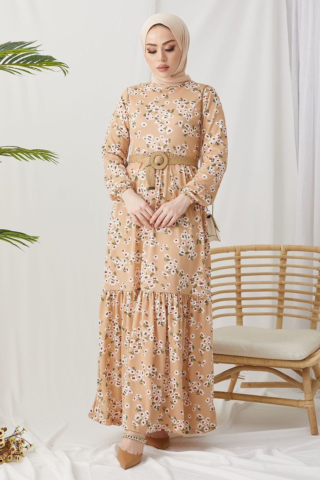 MDS Women Lesa Floral Straw Belted Dress - Beige - Greeley