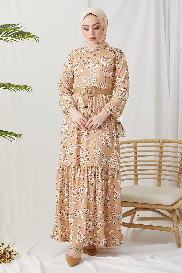 MDS Women Lesa Floral Straw Belted Dress - Beige - Greeley