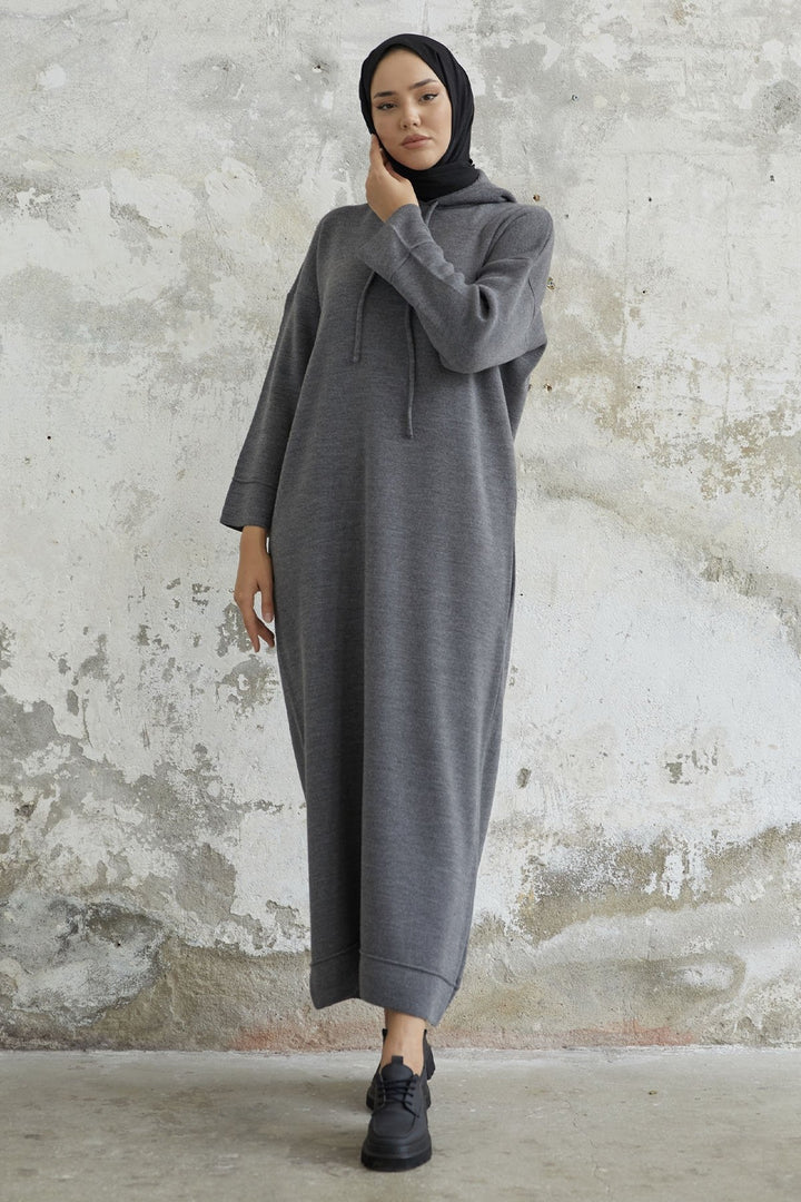 MDS Women Ivona Hooded Knit Dress - Anthracite - Hitchin