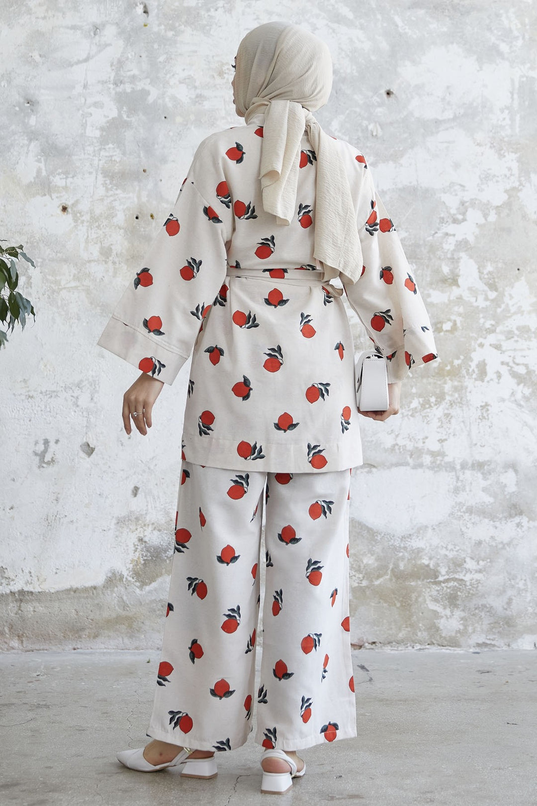 MDS Women Lemon Patterned Kimono Set - Red - Middletown