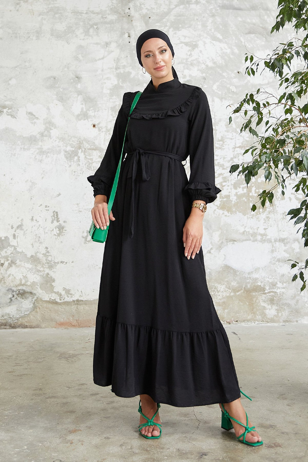 MDS Women Cindy Frill Trimmed Dress - Black - Perpignan