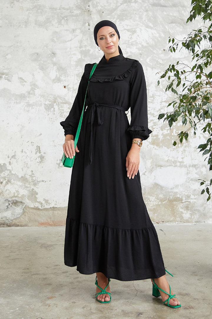 MDS Women Cindy Frill Trimmed Dress - Black - Perpignan