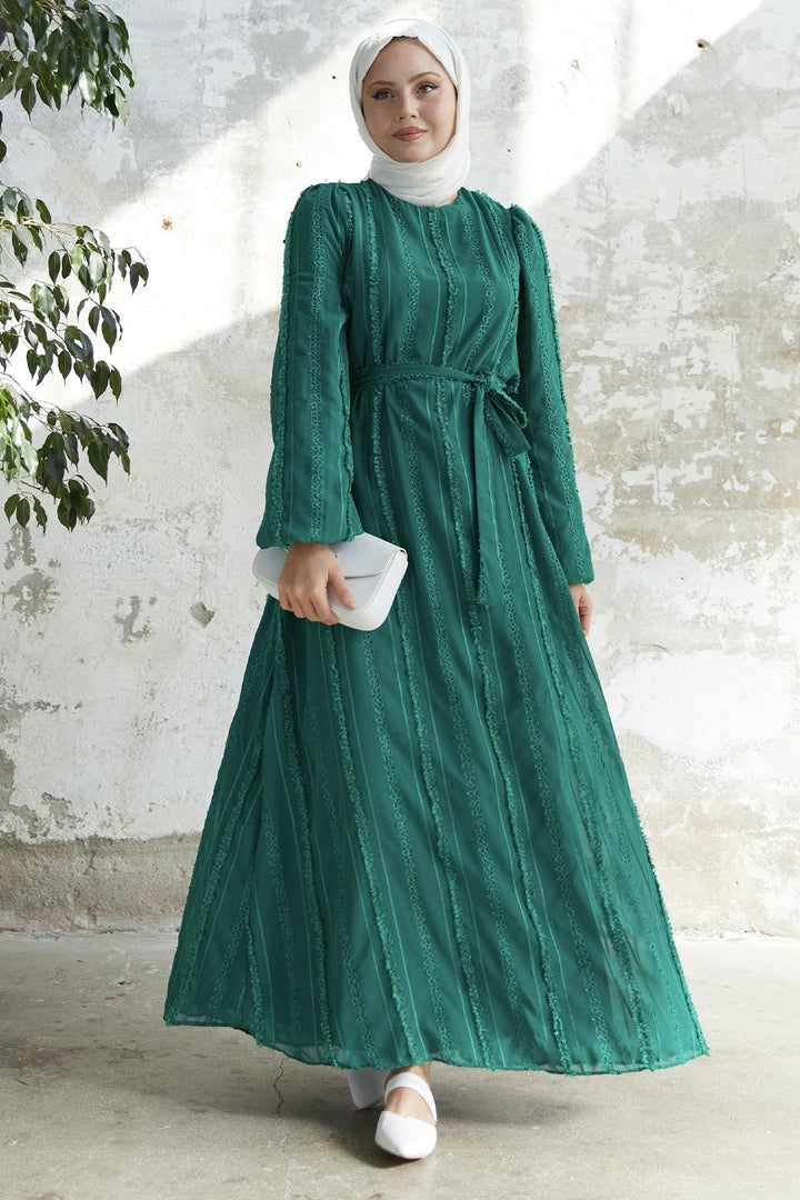 MDS Women Full-Length Chiffon Dress - Emerald Green - Las Delicias