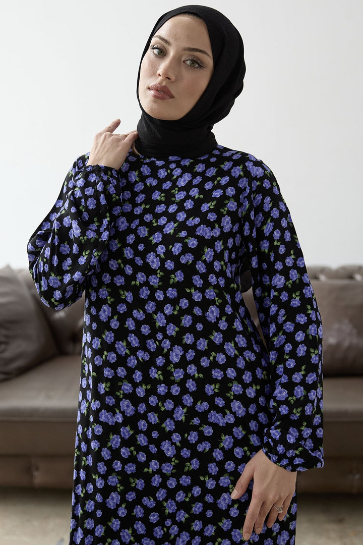 MDS Women Rose Pattern Viscose Dress - Purple - Tourcoing