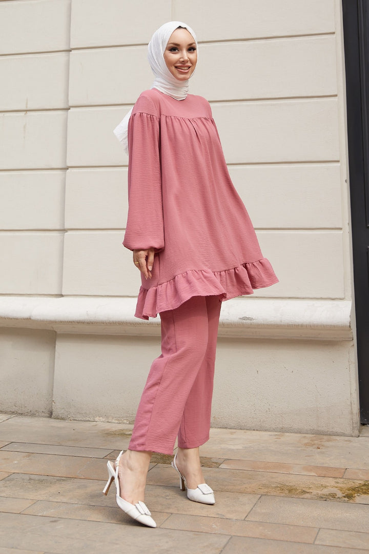 MDS Women Lively Ruffle Skirt Set - Pink - Lelystad